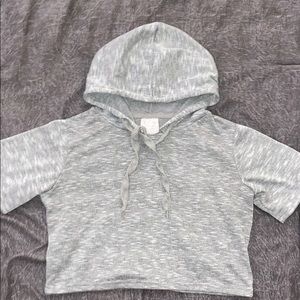 Grey Crop top Tee with Hoodie